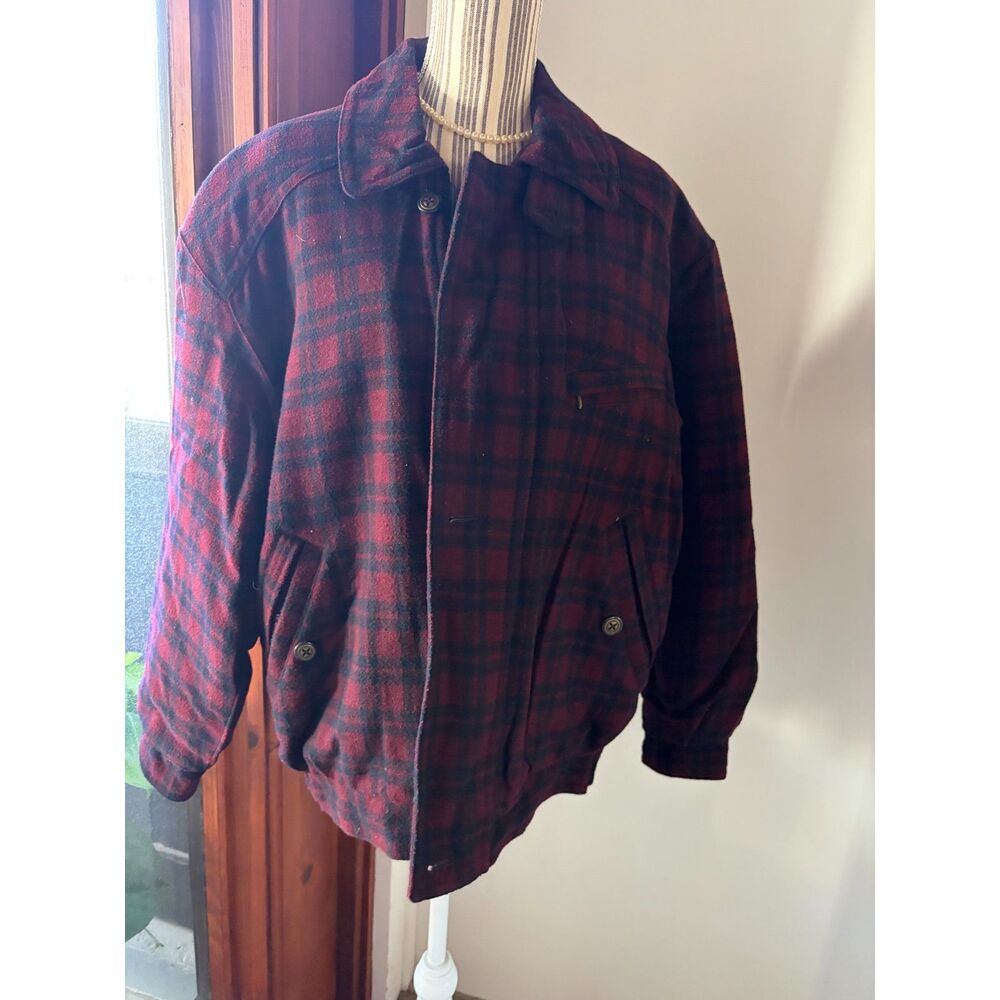 Vntg Wool Members Only Bomber Timeless Retro 90's 80's Streetwear Plaid Jacket